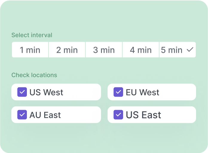 Set basic configuration including status update frequency, check type, location.