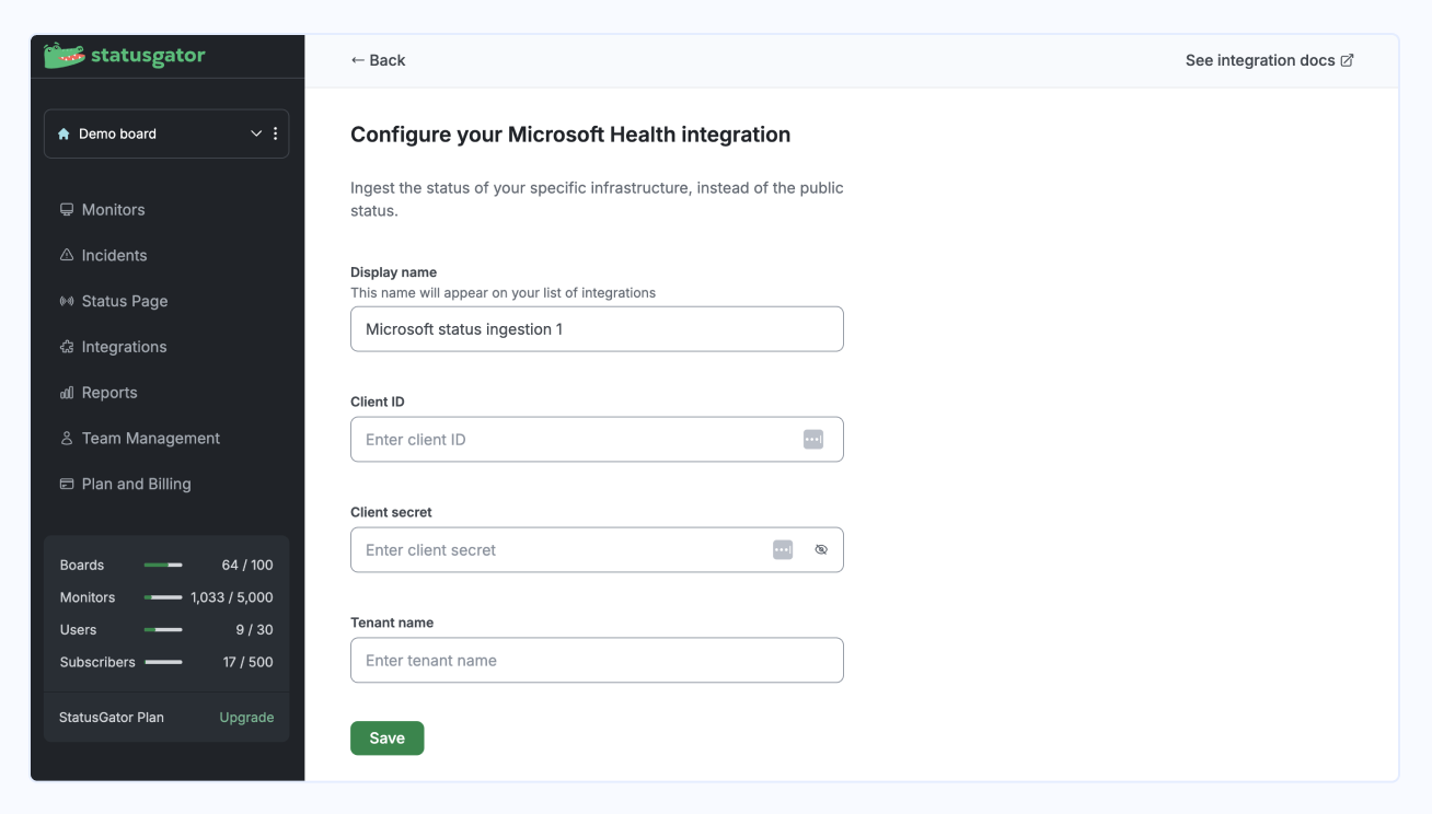 Microsoft status ingestion