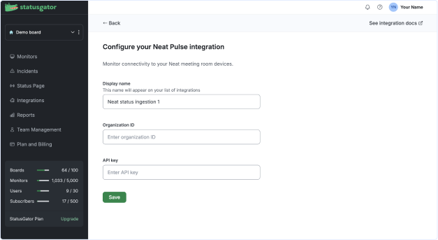 Neat Pulse status ingestion