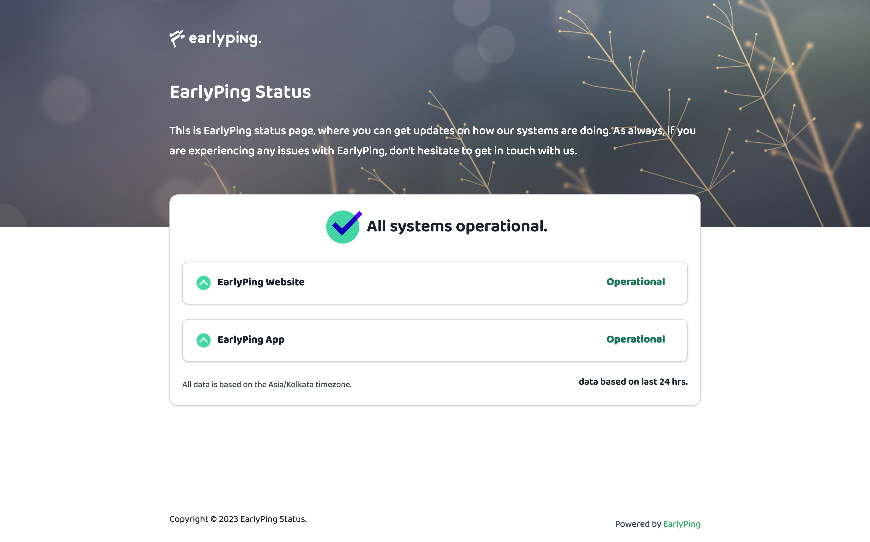 Status page EarlyPing