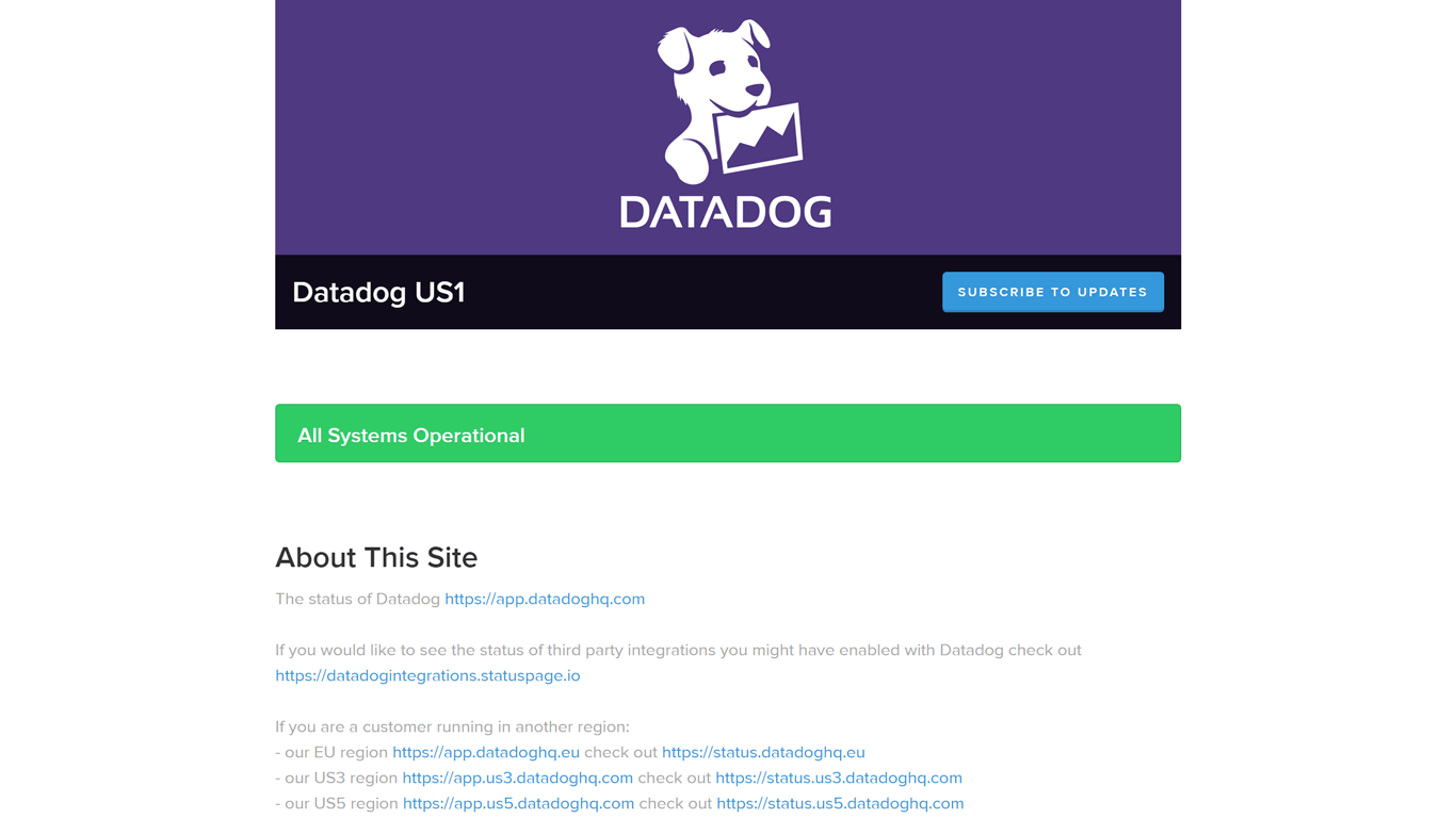 Datadog status page