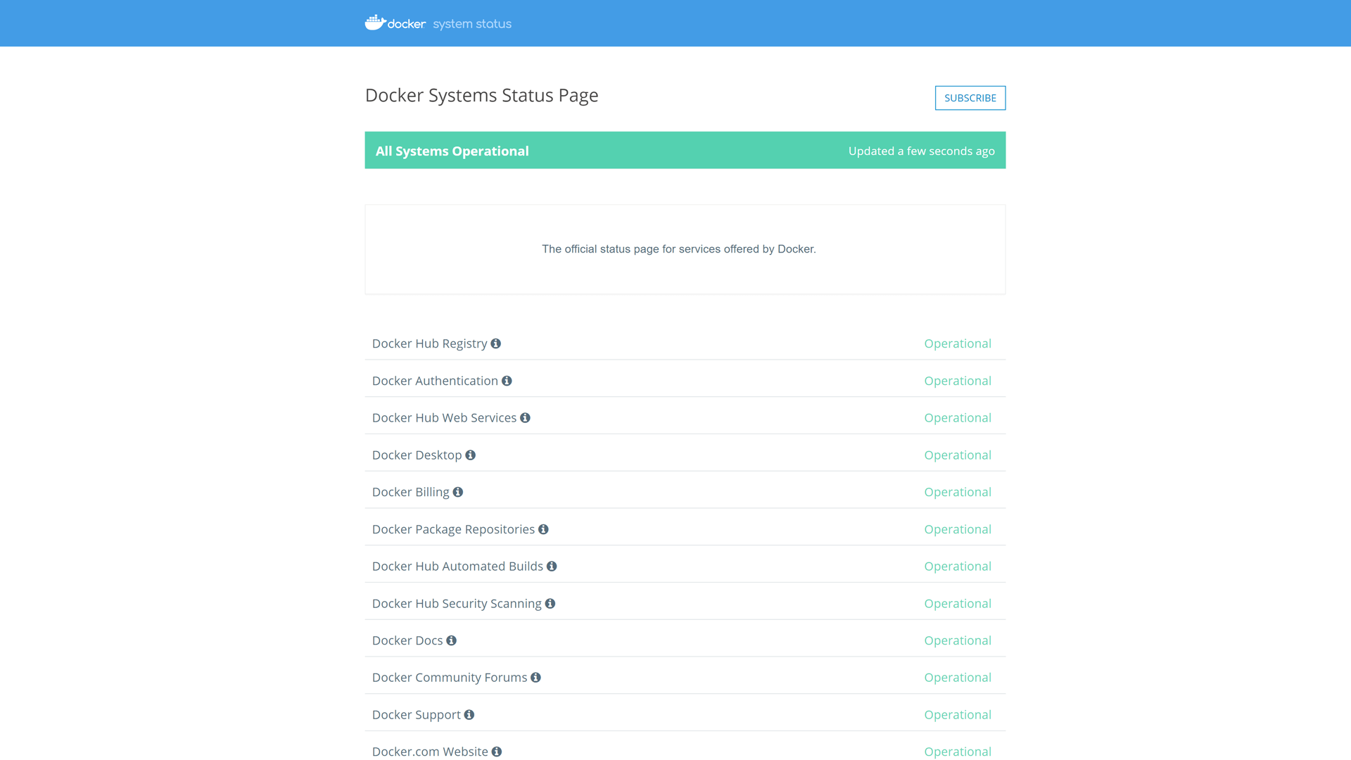 Docker status page