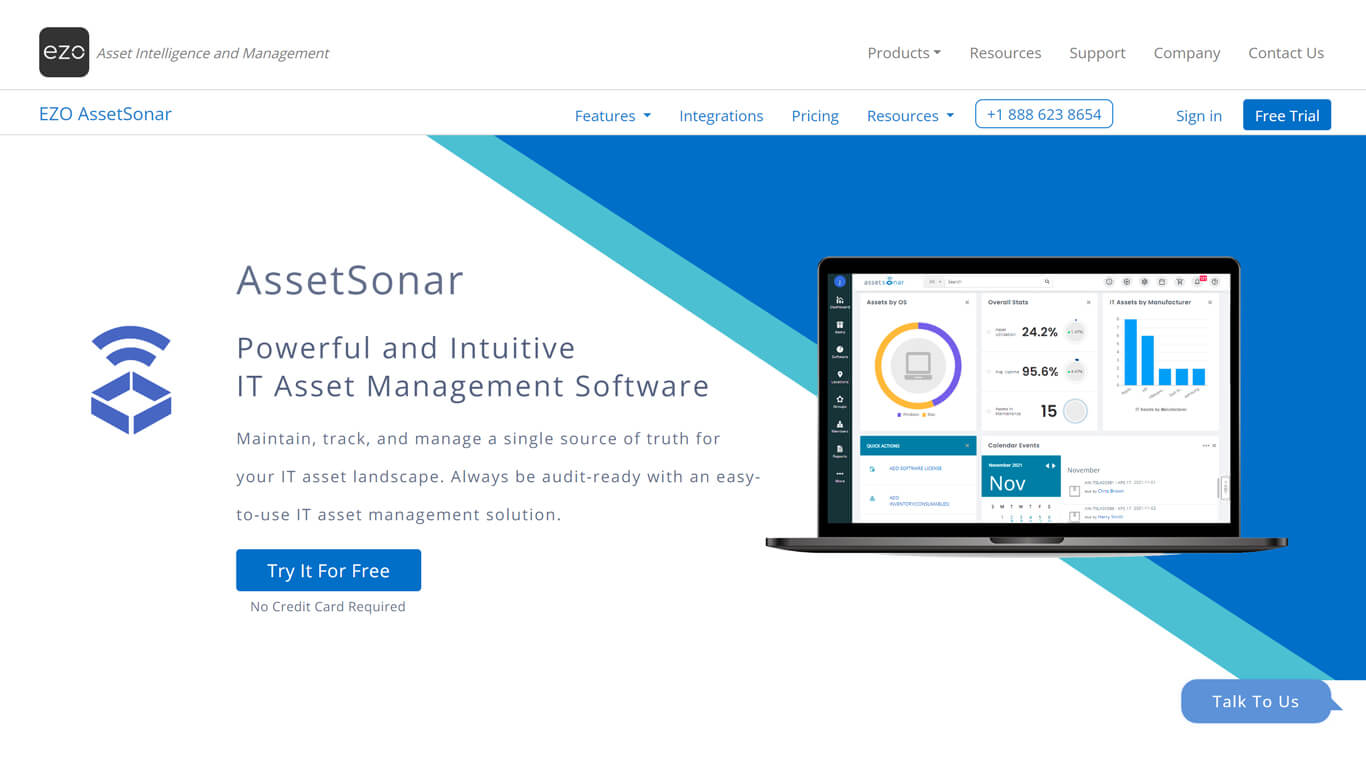 Asset Sonar by EZO home page