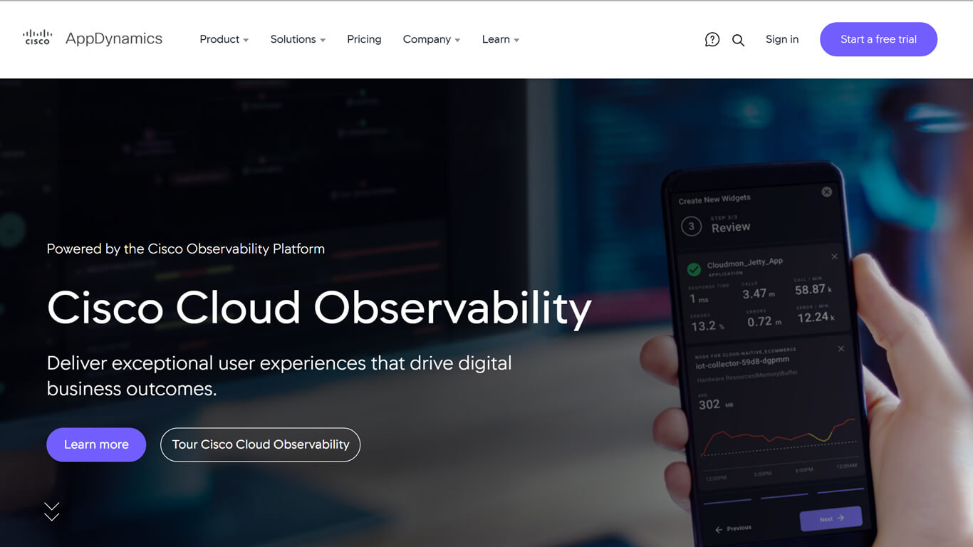 AppDynamics home page
