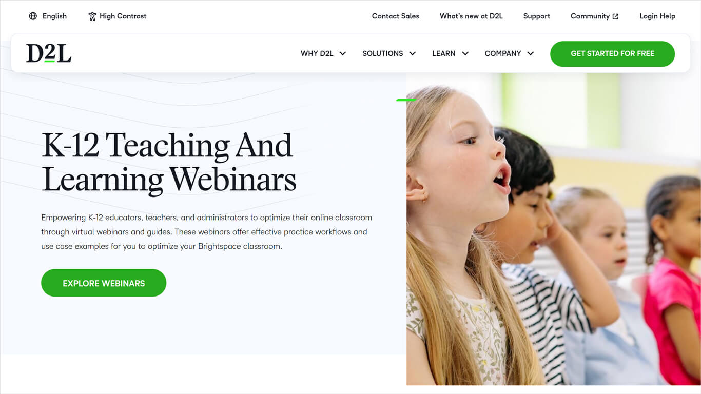 D2L page for Tech & Learning Webinars for K12 system admins