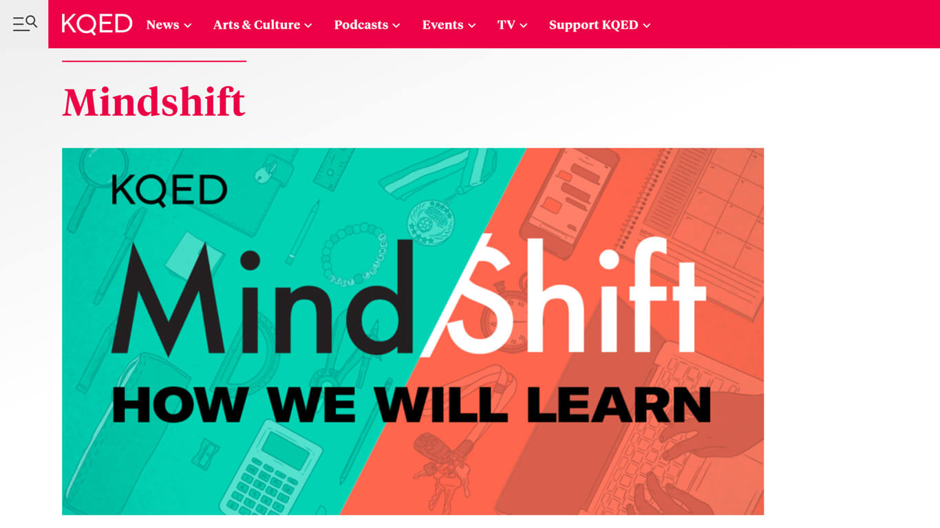 Webpage of Mindshift by KQED for K12 sys admins