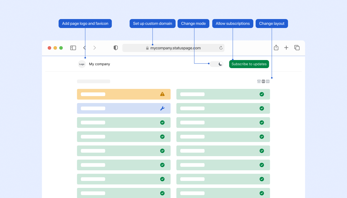 Customize and Design Status Page - StatusGator on how to build a status page