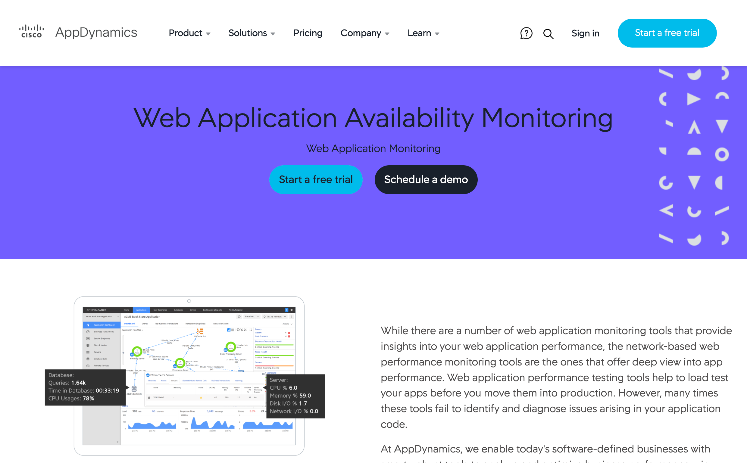 AppDynamics web application monitoring