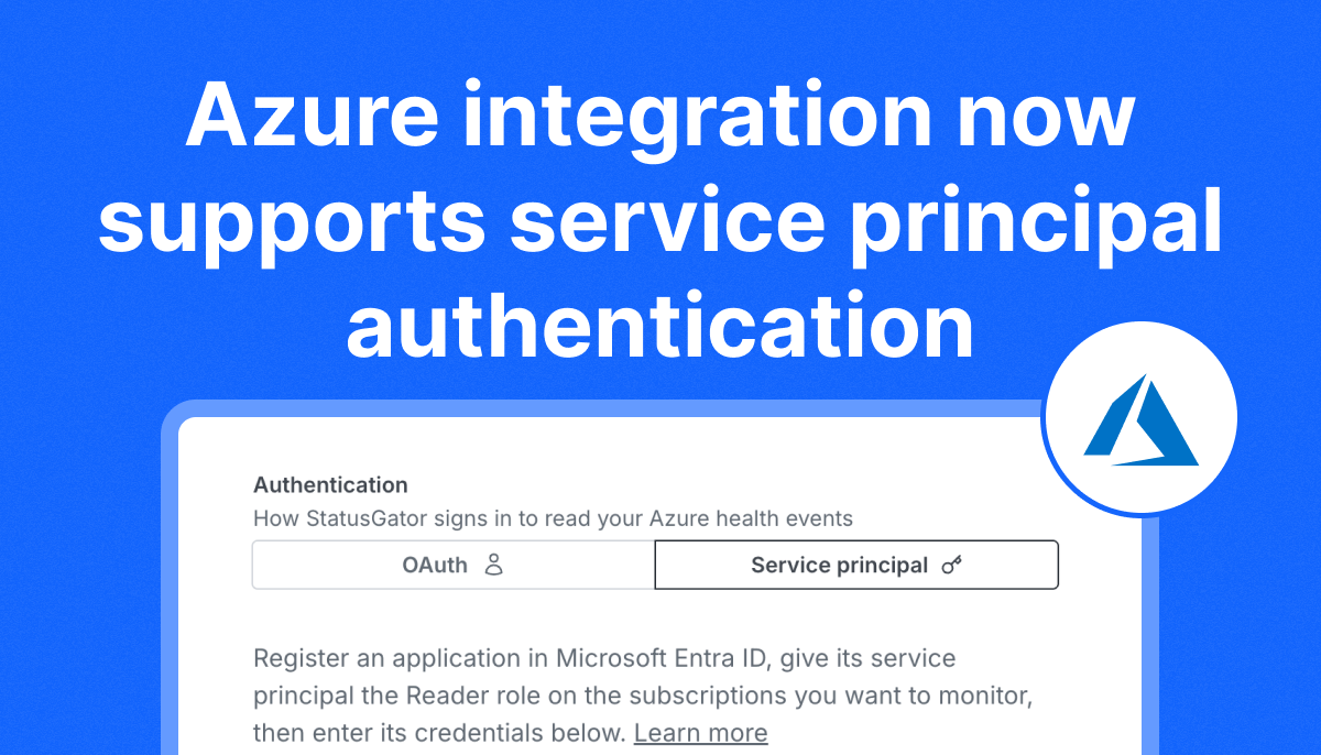 Azure integration now supports service principal authentication